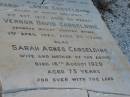 Joseph CARSELDINE,
born 13 Oct 1855,
died 5 June 1919;
Harold Edwin CARSELDINE,
son,
killed in action Gallipoli
8 Oct 1915 aged 23 years;
Vernon David CARSELDINE,
son,
drowned surfing Bribie
2 April 1920 aged 23 years;
Sarah Agnes CARSELDINE,
wife mother,
died 16 Aug 1929 aged 73 years;
Bald Hills (Sandgate) cemetery, Brisbane