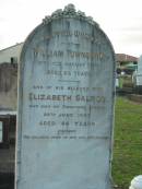 William TOWNSEND,
died 11 Aug 1893 aged 83 years;
Elizabeth Salmon,
wife,
died Charters Towers 26 June 1907 aged 66 years;
Bald Hills (Sandgate) cemetery, Brisbane