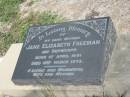 Jane Elizabeth Freeman (nee Hepworth)
born 1 Apr 1881
Died 18 Mar 1973
Sherwood (Anglican) Cemetery, Brisbane
