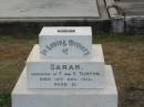 Sarah
daughter of F and E TAINTON
13 Aug 1912 aged 21
Sherwood (Anglican) Cemetery, Brisbane
