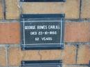 George Bowes CARLILL
23-10-1955
52 yrs
Sherwood (Anglican) Cemetery, Brisbane