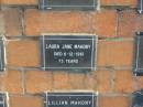Laura Jane MAHONY
6-12-1961
73 yrs
Sherwood (Anglican) Cemetery, Brisbane