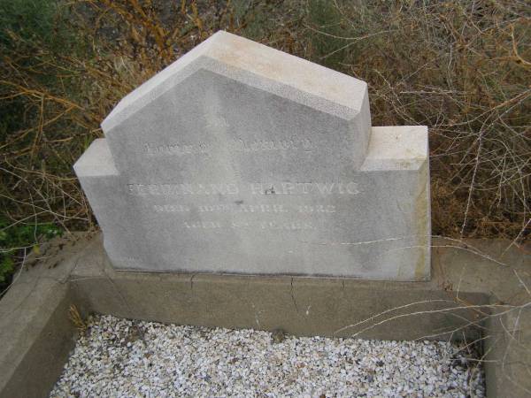 Ferdinand HARTWIG,  | died 10 April 1932 aged 82 years;  | Silverleigh Lutheran cemetery, Rosalie Shire  | 