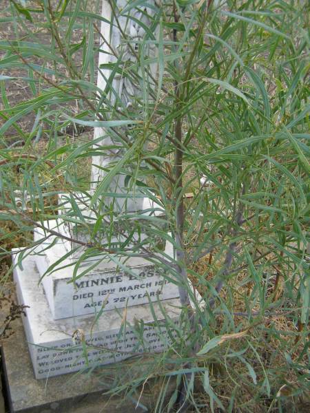 Minnie BOSSE,  | died 12 March 1917 aged 72 years;  | Silverleigh Lutheran cemetery, Rosalie Shire  | 