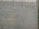Maria Caroline HARTWIG,
died 20 April 1923 aged 33 years;
Silverleigh Lutheran cemetery, Rosalie Shire