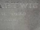 Ferdinand HARTWIG,
died 10 April 1932 aged 82 years;
Silverleigh Lutheran cemetery, Rosalie Shire