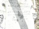 Sarah GILLESPIE,
wife of James GILLESPIE,
died 13 July 1907 aged 51 years;
Swan Creek Anglican cemetery, Warwick Shire