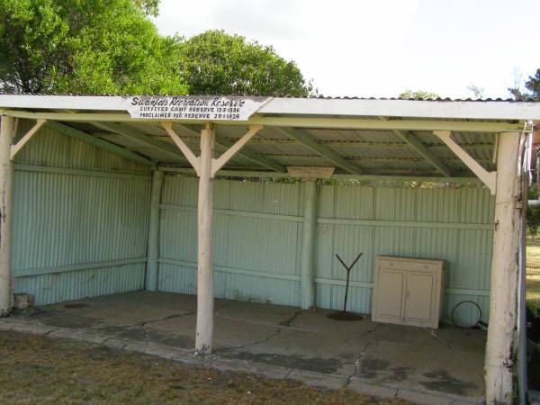 Surveyed camp reserve 15-3-1886,  | proclaimed rec reserve 28-1-1926;  | Swanfels Pioneers Memorial Park, Warwick Shire  | 
