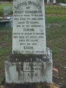 Mary CORCORAN
(of Kings Co Ireland)
7 Aug 1888
aged 31
husband
Simon (CORCORAN)
(of Queens Co Ireland)
aged 82
his wife
Essie (CORCORAN)
(of Kings Co Ireland)
4 Jan 1923
aged 82
Tamborine Catholic Cemetery, Beaudesert