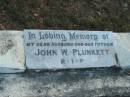 John W PLUNKETT
Tamborine Catholic Cemetery, Beaudesert