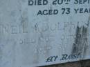 Harriet SMITH
d: 20 Sep 1958, aged 73
Neil Adolphus SMITH
26 Oct 1965, aged 86
Tamrookum All Saints church cemetery, Beaudesert