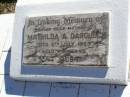 Mathilda A. DARGUSCH, mother,
died 6 July 1963 aged 84 years;
Tarampa Apostolic cemetery, Esk Shire