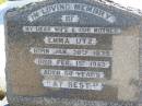 Emma UTZ, wife mother,
born 30 Jan 1875 died 1 Feb 1943 aged 68 years;
Tarampa Apostolic cemetery, Esk Shire