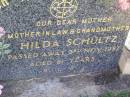 Hilda SCHULTZ,
mother mother-in-law grandmother,
died 3 Nov 1987 aged 81 years;
Tarampa Apostolic cemetery, Esk Shire