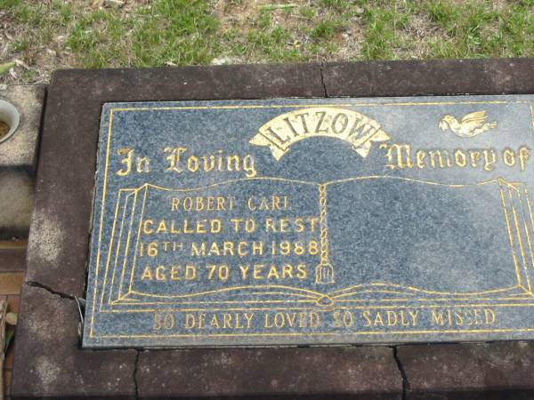 Robert Carl LITZOW  | 16 Mar 1988 aged 70  | Tarampa Baptist Cemetery, Esk Shire  | 