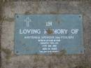 Hortensia SPENCER (nee POULIER)
born 1888 (Ceylon)
died 25 Aug 1982
aged 94
The Gap Uniting Church, Brisbane