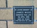 James WOOD
4 Apr 1988
aged 85
The Gap Uniting Church, Brisbane