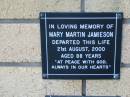 Mary Martin JAMIESON
21 Aug 2000
aged 88
The Gap Uniting Church, Brisbane