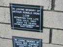 Arthur Ronald (Ron) LOW
28 Jul 1997
aged 76
The Gap Uniting Church, Brisbane