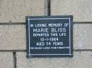 Marie BLISS
10 Jan 1964
aged 54
The Gap Uniting Church, Brisbane