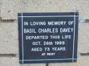 Basil Charles DAVEY
26 Oct 1989
aged 73
The Gap Uniting Church, Brisbane