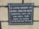 George Hamilton BEER
15 Apr 1993
aged 76
The Gap Uniting Church, Brisbane