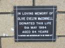 Olive Evelyn McCONNELL
5 May 1994
aged 84
The Gap Uniting Church, Brisbane