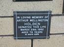 Arthur Wellington HOLDEN
29 Mar 1992
aged 78
The Gap Uniting Church, Brisbane