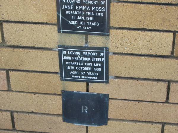 John Frederick STEELE  | 16 Oct 1986  | aged 67  |   | The Gap Uniting Church, Brisbane  |