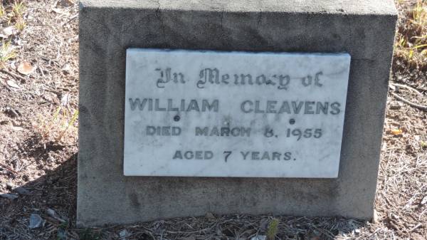 William CLEAVENS  | d: 8 Mar 1955 aged 7  |   | The Gums Cemetery  | 