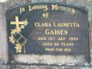 Clara Lauretta GAINEN
15 Jul 1975 aged 86
Toogoolawah Cemetery, Esk shire