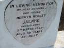 Mervyn Medley JAENKE
5 Mar 1969 aged 58
Toogoolawah Cemetery, Esk shire