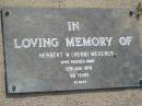 Herbert W (Herb) WEGENER
13 Aug 1978 aged 68
Toogoolawah Cemetery, Esk shire