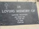 Daphne WEGENER
22 Jun 2001 aged 85
Toogoolawah Cemetery, Esk shire
