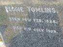 Reggie TOMLINS
b: 14 Feb 1926, d: 21 Jul 1929
Toogoolawah Cemetery, Esk shire