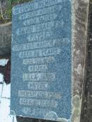 (husband father) David Charles PRYCE
died 29 Mar 1942 age 80
(mother) Lilla Jane PRYCE
died 5 Aug 1954 aged 92 years
Toogoolawah Cemetery, Esk shire