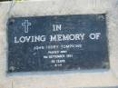 John Ivory TOMPKINS
9 Sep 1951 aged 56
Toogoolawah Cemetery, Esk shire