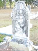 Hannah UNWIN, mother,
died 7 Jan 1899 aged 60 years;
Charles UNWIN, husband,
died 30 April 1923 aged 85 years;
Betsy Ann TINNEY,
died 8 Sept 1922;
Charles SYMONDS, son,
died 26 Aug 1917 aged 56 years;
Upper Caboolture Uniting (Methodist) cemetery, Caboolture Shire