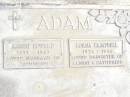 Albert Edward ADAM,
1893 - 1967,
husband of Catherine;
Lorna Campbell ADAM,
1924 - 1944,
daughter of Albert & Catherine;
Upper Caboolture Uniting (Methodist) cemetery, Caboolture Shire