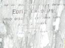 Clement Maurice FRANZ, son,
died 8 July 1933 aged 31 years;
Edith Caroline, daughter,
died 12 October 1895 aged 7 years;
Upper Caboolture Uniting (Methodist) cemetery, Caboolture Shire