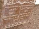 
Annie HART,
mother,
died 13 June 1954 aged 81 years;
John Francis HART,
father,
died 12 May 1951 aged 78 years;
Upper Coomera cemetery, City of Gold Coast
