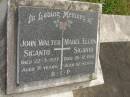 
John Walter SIGANTO,
died 22-3-1977 aged 71 years;
Mabel Ellen SIGANTO,
died 26-12-1992 aged 82 years;
Upper Coomera cemetery, City of Gold Coast
