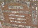 
Jessie,
wife of C.E. GARRARD,
died 17 Sept 1958 aged 59 years;
Upper Coomera cemetery, City of Gold Coast
