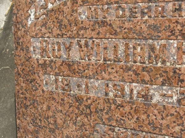 Roy William HOLLINDALE,  | husband,  | 18-1-1914 - 24-3-1987;  | Upper Coomera cemetery, City of Gold Coast  | 