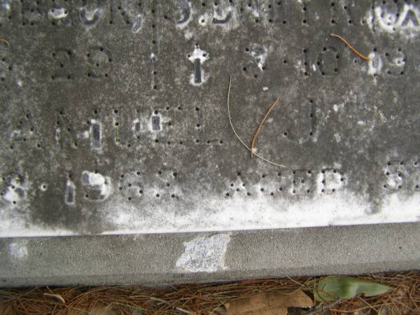 Samuel BIGNELL,  | died 29-3-1949 aged 81 years;  | Rebecca A. BIGNELL,  | wife,  | died 22-8-1961 aged 91 years;  | Walter,  | son,  | died Tobruk 9-6-41 aged 29 years;  | Sidney K.,  | son,  | died Borneo 3-10-1943 aged 23 years;  | Samuel J.,  | son,  | died 29-8-62 aged 57 years;  | Upper Coomera cemetery, City of Gold Coast  | 