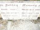 
Paul HUNT,
died 14 Jan 1963 aged 92 years;
Margaret HUNT,
died 17 March 1952 aged 87 years;
Warra cemetery, Wambo Shire
