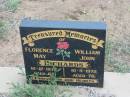 
Florence May RICHARDS,
died 10-12-1972 aged 68 years;
William John RICHARDS,
died 10-5-1972 aged 76 years;
Warra cemetery, Wambo Shire
