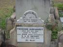 
Theodore BURCHARDT,
husband father,
died 12 Dc 1914 aged 41 years;
Joan,
infant daughter of N. & R. BRYANT,
died 25 April 1935;
Warra cemetery, Wambo Shire
