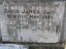 David James Day
31 Mar 1951,
Catherine M Day
3 Aug 1961
Woodhill cemetery (Veresdale), Beaudesert shire