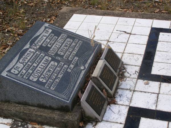 William MEWES,  | husband father,  | died 27 Dec 1964 aged 75 years;  | Violet Ethel MEWES,  | mother,  | died 12 Dec 1971 aged 77 years;  | Evelyn May MCCLELLAND,  | elder daughter of William & Ethel MEWES,  | 1917 - 1999;  | James Coline MEWES,  | eldest son,  | died 17-3-1992 aged 73 years,  | interred Eden Gardens Warwick;  | Rosalyn C. HANSEN,  | daughter,  | 4-4-1923 - 9-1-1996;  | William E. MEWES,  | son,  | 6-8-1928 - 28-2-1997;  | Yangan Presbyterian Cemetery, Warwick Shire  | 